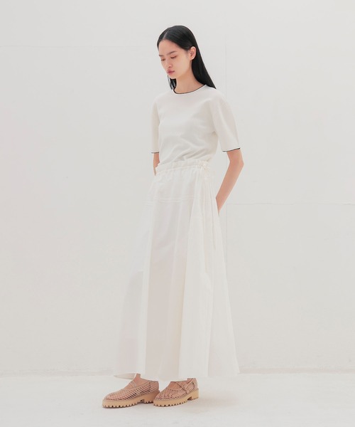 DRESSLAVE（ドレスレイブ）の「bicolor half sleeve tee(バイカラーハーフスリーブティー)（ニット/セーター・レディース・ネイビー/ホワイト・38）」の9枚目の写真