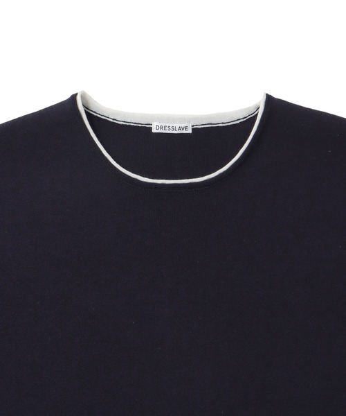 DRESSLAVE（ドレスレイブ）の「bicolor half sleeve tee(バイカラーハーフスリーブティー)（ニット/セーター・レディース・ネイビー/ホワイト・38）」の11枚目の写真