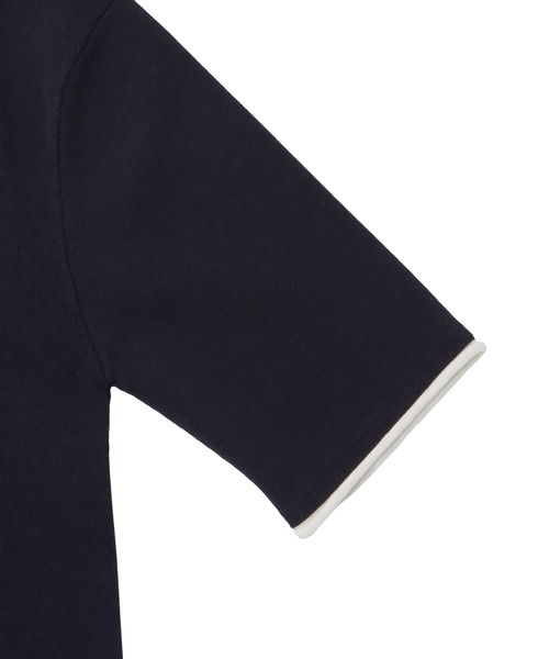 DRESSLAVE（ドレスレイブ）の「bicolor half sleeve tee(バイカラーハーフスリーブティー)（ニット/セーター・レディース・ネイビー/ホワイト・38）」の12枚目の写真