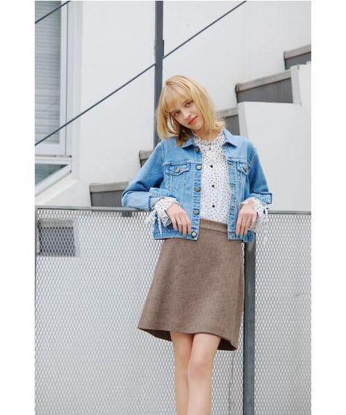 To b. by agnes b.（トゥービーバイアニエスベー）の「ミックスツイード ラップスカート（スカート・レディース・ベージュ・40/38/36）」の9枚目の写真