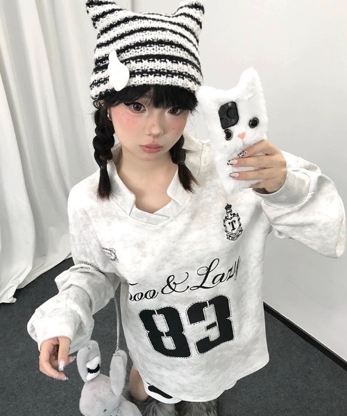 FUNdaysion(ファンデイション)の「プリントルーズスウェット(Tシャツ/カットソー・レディース・ライトグレー・M)」の3枚目の写真