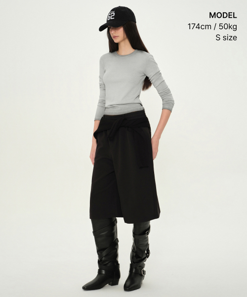 MUSINSA STANDARD WOMAN（ムシンサスタンダードウーマン）の「ウィメンズダーティダイドスリムクルーネック長袖Tシャツ[グレー]（Tシャツ/カットソー・レディース・その他・X-SMALL/SMALL/MEDIUM/LARGE）」の2枚目の写真