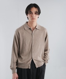 Adoon plain（アドーンプレーン）の「SILVER PLATE DETAIL KNIT PORO CARDIGAN / シルバープレートメリノウールニットポロカーディガン（カーディガン/ボレロ）」