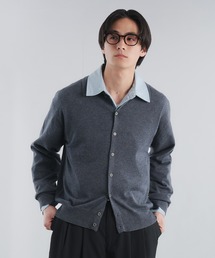 Adoon plain（アドーンプレーン）の「SILVER PLATE DETAIL KNIT PORO CARDIGAN / シルバープレートメリノウールニットポロカーディガン（カーディガン/ボレロ）」