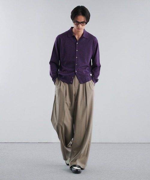 Adoon plain(アドーンプレーン)の「SILVER PLATE DETAIL KNIT PORO CARDIGAN / シルバープレートメリノウールニットポロカーディガン(カーディガン/ボレロ・メンズ・ブラウン/チャコールグレー/ベージュ/パープル・MEDIUM/LARGE)」の19枚目の写真