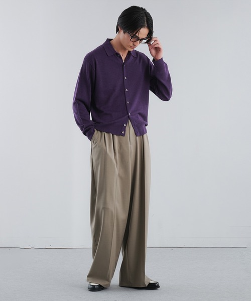 Adoon plain(アドーンプレーン)の「SILVER PLATE DETAIL KNIT PORO CARDIGAN / シルバープレートメリノウールニットポロカーディガン(カーディガン/ボレロ・メンズ・ブラウン/チャコールグレー/ベージュ/パープル・MEDIUM/LARGE)」の20枚目の写真