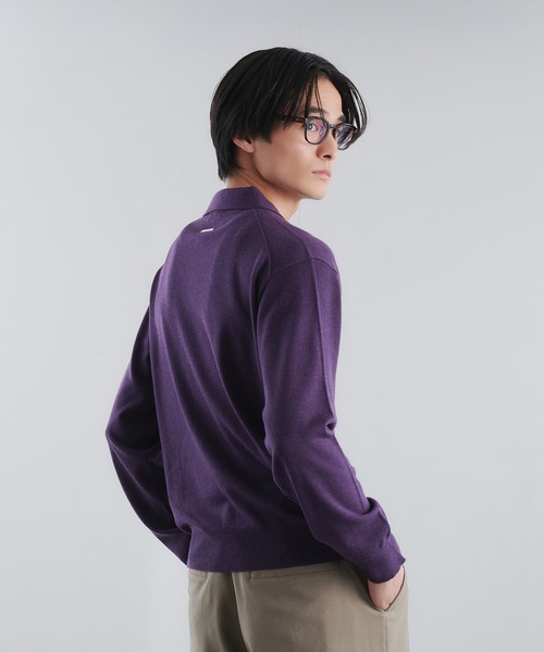 Adoon plain（アドーンプレーン）の「SILVER PLATE DETAIL KNIT PORO CARDIGAN / シルバープレートメリノウールニットポロカーディガン（カーディガン/ボレロ・メンズ・ブラウン/チャコールグレー/ベージュ/パープル・MEDIUM/LARGE）」の20枚目の写真