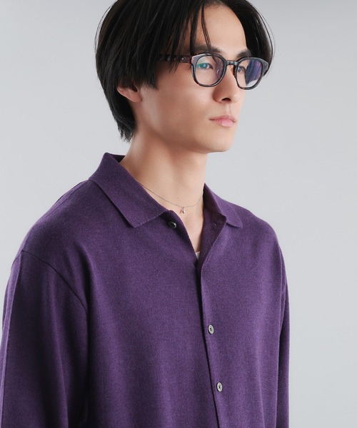 Adoon plain（アドーンプレーン）の「SILVER PLATE DETAIL KNIT PORO CARDIGAN / シルバープレートメリノウールニットポロカーディガン（カーディガン/ボレロ・メンズ・ブラウン/チャコールグレー/ベージュ/パープル・MEDIUM/LARGE）」の22枚目の写真