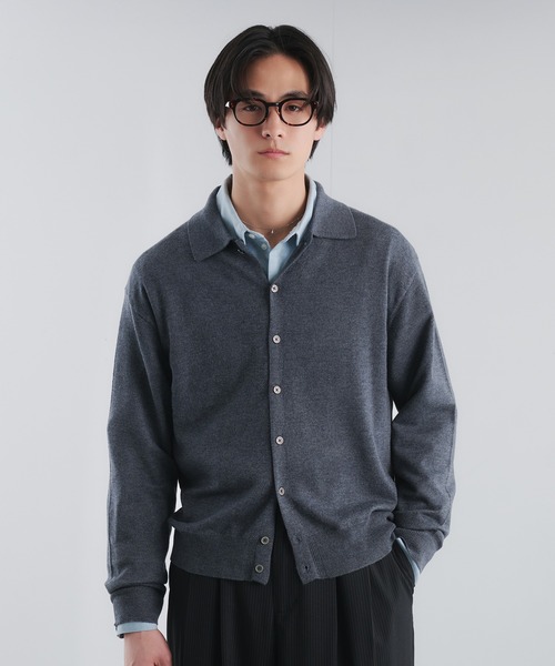 Adoon plain（アドーンプレーン）の「SILVER PLATE DETAIL KNIT PORO CARDIGAN / シルバープレートメリノウールニットポロカーディガン（カーディガン/ボレロ・メンズ・ブラウン/チャコールグレー/ベージュ/パープル・MEDIUM/LARGE）」の10枚目の写真