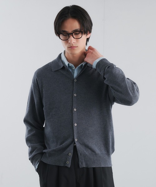 Adoon plain（アドーンプレーン）の「SILVER PLATE DETAIL KNIT PORO CARDIGAN / シルバープレートメリノウールニットポロカーディガン（カーディガン/ボレロ・メンズ・ブラウン/チャコールグレー/ベージュ/パープル・MEDIUM/LARGE）」の11枚目の写真