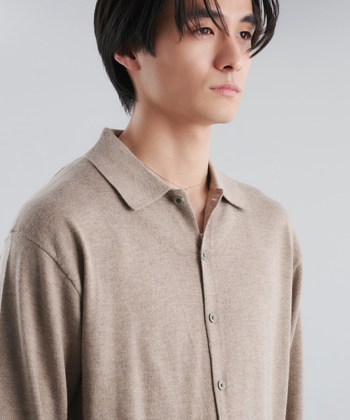 Adoon plain（アドーンプレーン）の「SILVER PLATE DETAIL KNIT PORO CARDIGAN / シルバープレートメリノウールニットポロカーディガン（カーディガン/ボレロ・メンズ・ブラウン/チャコールグレー/ベージュ/パープル・MEDIUM/LARGE）」の18枚目の写真