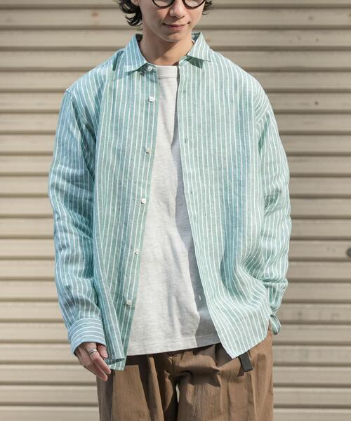 FORK&SPOON(フォークアンドスプーン)の「FORK&SPOON フレンチリネンロングスリーブシャツ(シャツ/ブラウス・メンズ・イエロー系その他/グリーン系その他・4/5)」の1枚目の写真