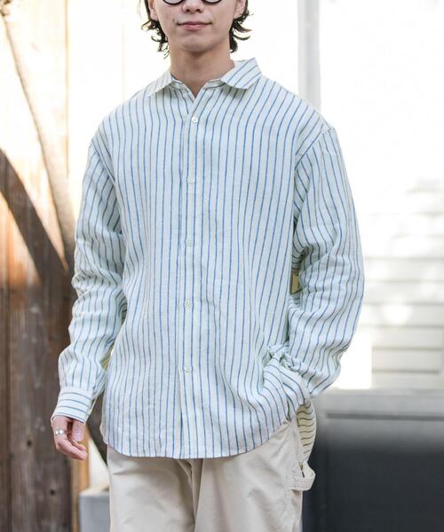 FORK&SPOON(フォークアンドスプーン)の「FORK&SPOON フレンチリネンロングスリーブシャツ(シャツ/ブラウス・メンズ・イエロー系その他/グリーン系その他・4/5)」の2枚目の写真