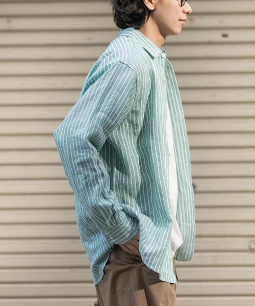 FORK&SPOON(フォークアンドスプーン)の「FORK&SPOON フレンチリネンロングスリーブシャツ(シャツ/ブラウス・メンズ・イエロー系その他/グリーン系その他・4/5)」の3枚目の写真