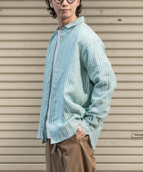 FORK&SPOON(フォークアンドスプーン)の「FORK&SPOON フレンチリネンロングスリーブシャツ(シャツ/ブラウス・メンズ・イエロー系その他/グリーン系その他・4/5)」の6枚目の写真