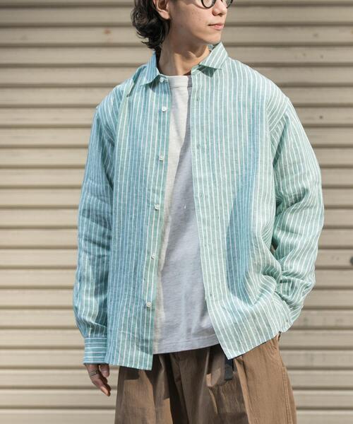 FORK&SPOON(フォークアンドスプーン)の「FORK&SPOON フレンチリネンロングスリーブシャツ(シャツ/ブラウス・メンズ・イエロー系その他/グリーン系その他・4/5)」の7枚目の写真