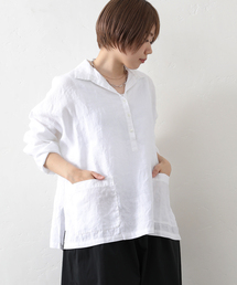 リネンワッシャー スキッパーシャツ