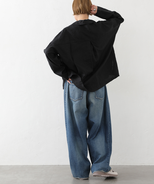 JOURNAL STANDARD LUXE（ジャーナルスタンダード　ラックス）の「リネンワッシャー スキッパーシャツ（シャツ/ブラウス・レディース・ホワイト/ブラック・FREE）」の7枚目の写真