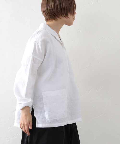 JOURNAL STANDARD LUXE（ジャーナルスタンダード　ラックス）の「リネンワッシャー スキッパーシャツ（シャツ/ブラウス・レディース・ホワイト/ブラック・FREE）」の11枚目の写真