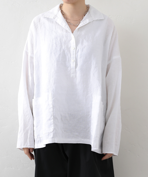 JOURNAL STANDARD LUXE（ジャーナルスタンダード　ラックス）の「リネンワッシャー スキッパーシャツ（シャツ/ブラウス・レディース・ホワイト/ブラック・FREE）」の13枚目の写真