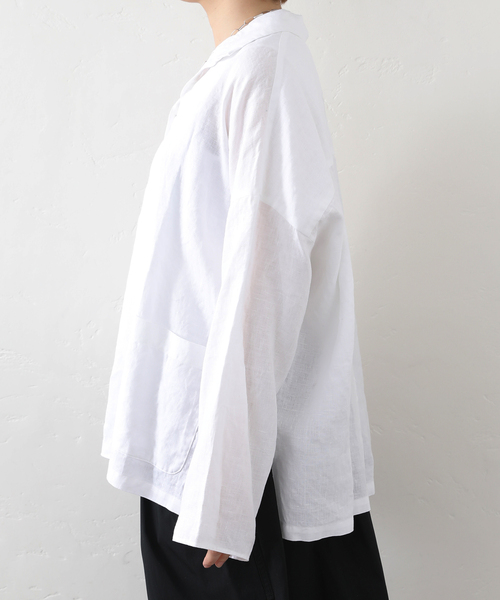 JOURNAL STANDARD LUXE（ジャーナルスタンダード　ラックス）の「リネンワッシャー スキッパーシャツ（シャツ/ブラウス・レディース・ホワイト/ブラック・FREE）」の14枚目の写真