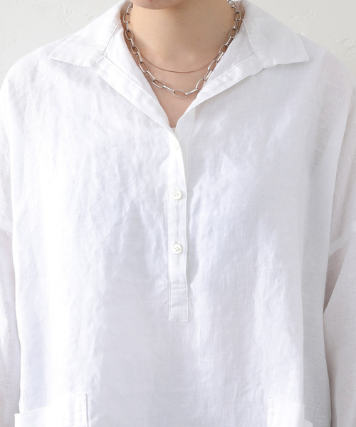 JOURNAL STANDARD LUXE（ジャーナルスタンダード　ラックス）の「リネンワッシャー スキッパーシャツ（シャツ/ブラウス・レディース・ホワイト/ブラック・FREE）」の16枚目の写真