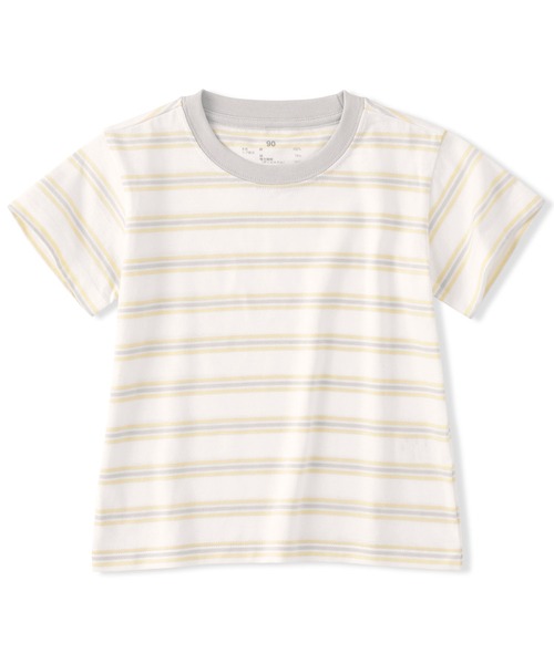 無印良品(ムジルシリョウヒン)の「ベビー あたまするっと 綿天竺編みクルーネック半袖Tシャツ ボーダー(Tシャツ/カットソー・キッズ・ブラック系/ブルー系/ピンク系/ホワイト系/ブルー系1・80/90/100)」の2枚目の写真