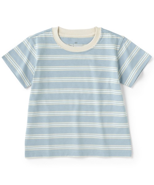 無印良品(ムジルシリョウヒン)の「ベビー あたまするっと 綿天竺編みクルーネック半袖Tシャツ ボーダー(Tシャツ/カットソー・キッズ・ブラック系/ブルー系/ピンク系/ホワイト系/ブルー系1・80/90/100)」の4枚目の写真