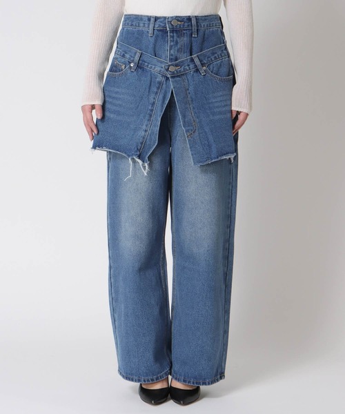 Cepica（セピカ）の「スカートレイヤードデニムPT（デニムパンツ・レディース・ブルー・FREE）」の9枚目の写真