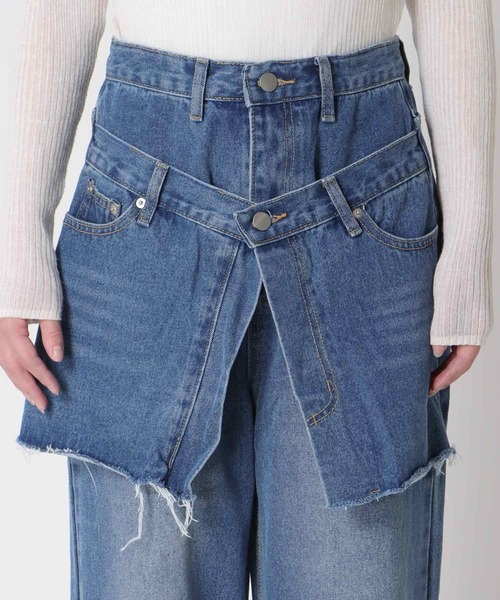 Cepica（セピカ）の「スカートレイヤードデニムPT（デニムパンツ・レディース・ブルー・FREE）」の13枚目の写真