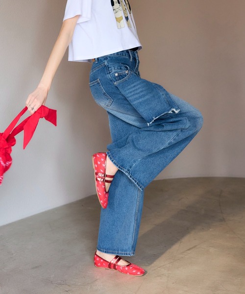 Cepica（セピカ）の「スカートレイヤードデニムPT（デニムパンツ・レディース・ブルー・FREE）」の5枚目の写真