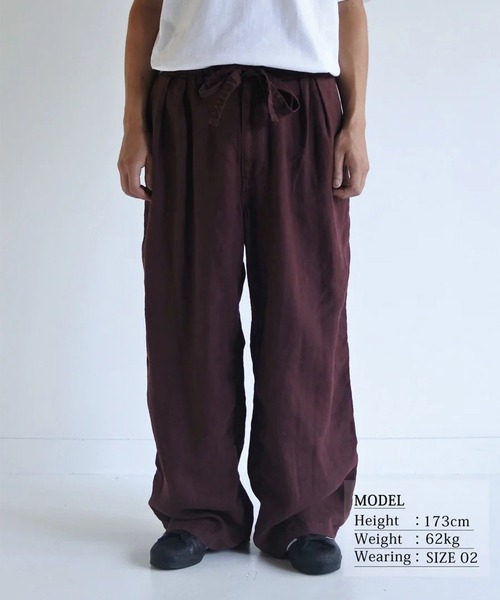 Anachronorm（アナクロノーム）の「【ANACHRONORM】SULFUR DYED LINEN WIDE EASY PANTS（その他パンツ・メンズ・ネイビー/ワイン・3/2）」の3枚目の写真