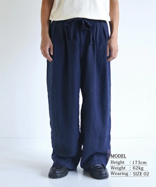 Anachronorm（アナクロノーム）の「【ANACHRONORM】SULFUR DYED LINEN WIDE EASY PANTS（その他パンツ・メンズ・ネイビー/ワイン・3/2）」の4枚目の写真