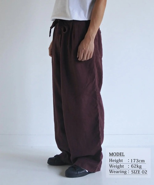 Anachronorm（アナクロノーム）の「【ANACHRONORM】SULFUR DYED LINEN WIDE EASY PANTS（その他パンツ・メンズ・ネイビー/ワイン・3/2）」の5枚目の写真