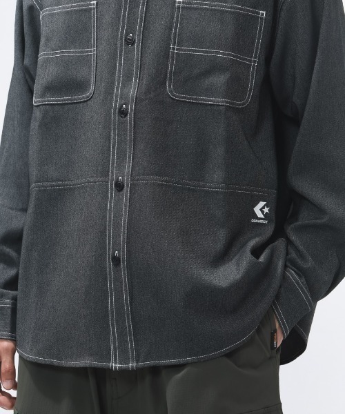 CONVERSE(コンバース)の「コンバース SYNTHETIC DENIM SHIRT M シンセティックデニムシャツ(シャツ/ブラウス・メンズ・ブラック/ネイビー・M/L/LL)」の9枚目の写真
