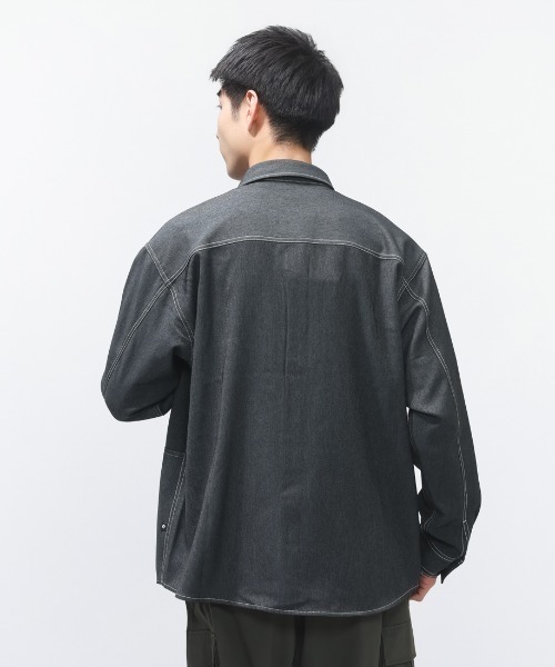 CONVERSE(コンバース)の「コンバース SYNTHETIC DENIM SHIRT M シンセティックデニムシャツ(シャツ/ブラウス・メンズ・ブラック/ネイビー・M/L/LL)」の5枚目の写真