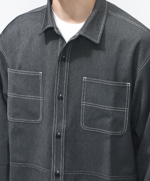 CONVERSE(コンバース)の「コンバース SYNTHETIC DENIM SHIRT M シンセティックデニムシャツ(シャツ/ブラウス・メンズ・ブラック/ネイビー・M/L/LL)」の7枚目の写真