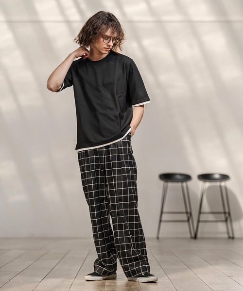 CAMBIO(カンビオ)の「mt10318- Honeycomb Layered Stretch Tee レイヤード風Tシャツ(AI-261-015)(Tシャツ/カットソー・メンズ・ブラック/ネイビー/ホワイト・M/L)」の7枚目の写真