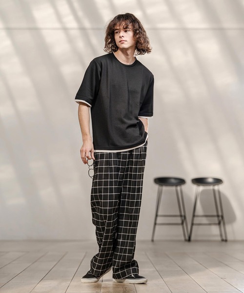 CAMBIO(カンビオ)の「mt10318- Honeycomb Layered Stretch Tee レイヤード風Tシャツ(AI-261-015)(Tシャツ/カットソー・メンズ・ブラック/ネイビー/ホワイト・M/L)」の9枚目の写真
