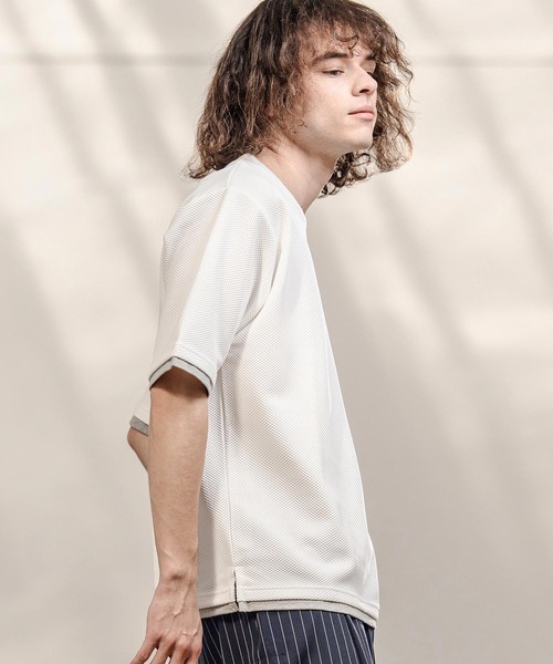 CAMBIO(カンビオ)の「mt10318- Honeycomb Layered Stretch Tee レイヤード風Tシャツ(AI-261-015)(Tシャツ/カットソー・メンズ・ブラック/ネイビー/ホワイト・M/L)」の11枚目の写真