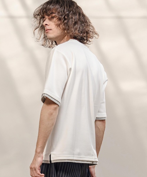 CAMBIO(カンビオ)の「mt10318- Honeycomb Layered Stretch Tee レイヤード風Tシャツ(AI-261-015)(Tシャツ/カットソー・メンズ・ブラック/ネイビー/ホワイト・M/L)」の12枚目の写真