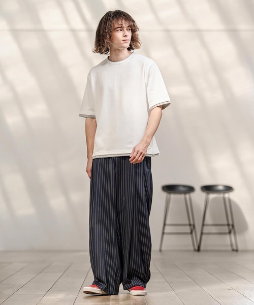 CAMBIO(カンビオ)の「mt10318- Honeycomb Layered Stretch Tee レイヤード風Tシャツ(AI-261-015)(Tシャツ/カットソー・メンズ・ブラック/ネイビー/ホワイト・M/L)」の13枚目の写真