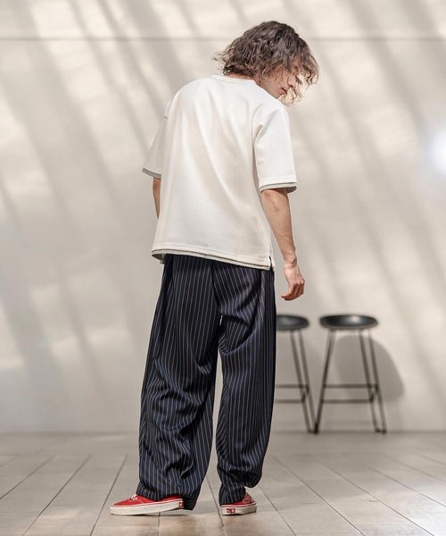 CAMBIO(カンビオ)の「mt10318- Honeycomb Layered Stretch Tee レイヤード風Tシャツ(AI-261-015)(Tシャツ/カットソー・メンズ・ブラック/ネイビー/ホワイト・M/L)」の14枚目の写真