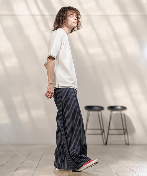 CAMBIO(カンビオ)の「mt10318- Honeycomb Layered Stretch Tee レイヤード風Tシャツ(AI-261-015)(Tシャツ/カットソー・メンズ・ブラック/ネイビー/ホワイト・M/L)」の15枚目の写真