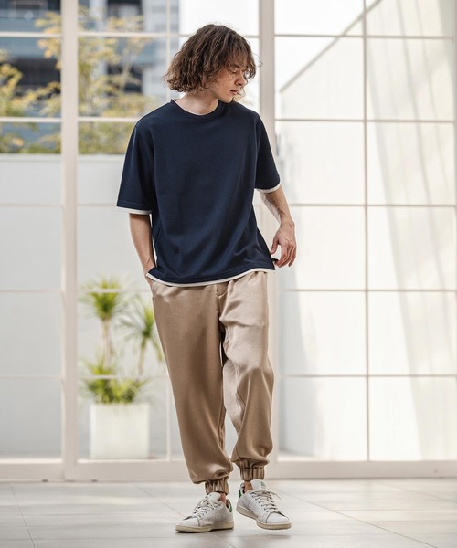 CAMBIO(カンビオ)の「mt10318- Honeycomb Layered Stretch Tee レイヤード風Tシャツ(AI-261-015)(Tシャツ/カットソー・メンズ・ブラック/ネイビー/ホワイト・M/L)」の19枚目の写真
