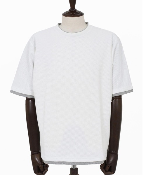 CAMBIO(カンビオ)の「mt10318- Honeycomb Layered Stretch Tee レイヤード風Tシャツ(AI-261-015)(Tシャツ/カットソー・メンズ・ブラック/ネイビー/ホワイト・M/L)」の22枚目の写真