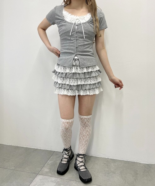 PHILLY(フィリー)の「フェイクカーデレイヤードトップス(Tシャツ/カットソー・レディース・グレー/ブラック/ピンク・FREE)」の11枚目の写真