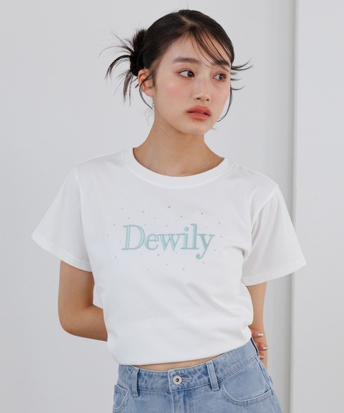 repipi armario(レピピ アルマリオ)の「DewilyキラキラTシャツ(Tシャツ/カットソー・キッズ・ホワイト×グリーン/ブラック/サックスブルー/ホワイト×ピンク/ブルー・SMALL/MEDIUM/LARGE)」の2枚目の写真