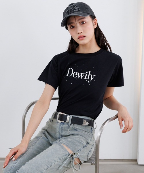 repipi armario(レピピ アルマリオ)の「DewilyキラキラTシャツ(Tシャツ/カットソー・キッズ・ホワイト×グリーン/ブラック/サックスブルー/ホワイト×ピンク/ブルー・SMALL/MEDIUM/LARGE)」の3枚目の写真