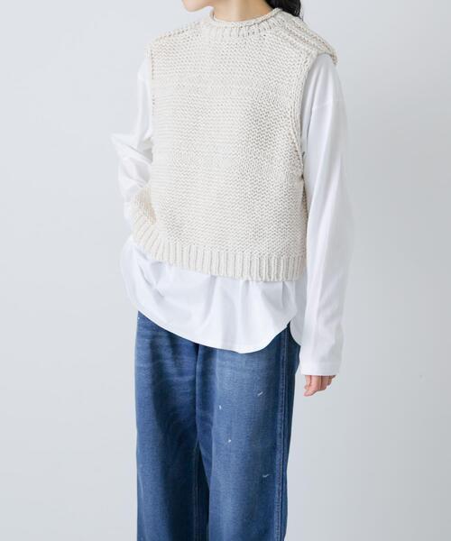 かぐれ(カグレ)の「2WAY綿麻ニットベスト(ベスト・レディース・ブラック/アイボリー・FREE)」の11枚目の写真